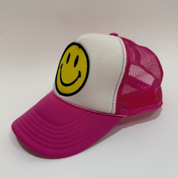 Aviator Nation Trucker Hat Pink Smiley Face Snapback Retro Surf Skate Y2K - Picture 4 of 8